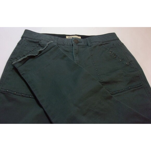 Democracy Jeans Sz. 12 Gray Ab Technology  Studs Cropped Distressed Hem Stretchy - Picture 4 of 7